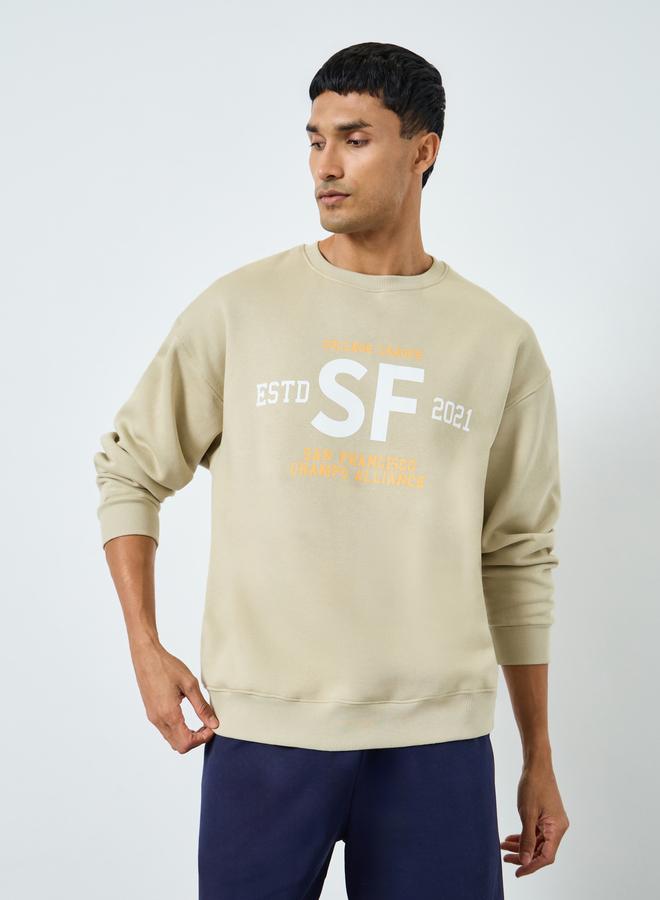 ستايلي سويت شيرت فليس بطبعة شعار - Image 1